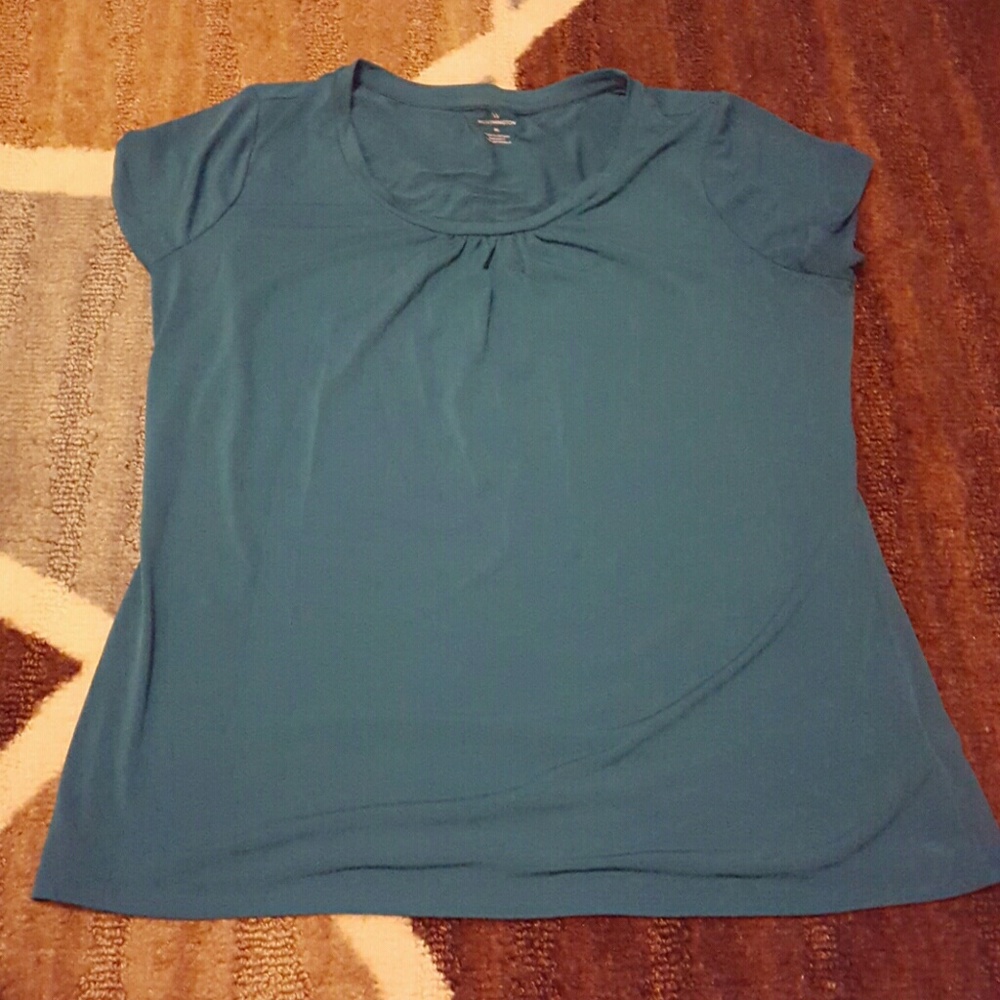 Blue polyester short sleeve shirt